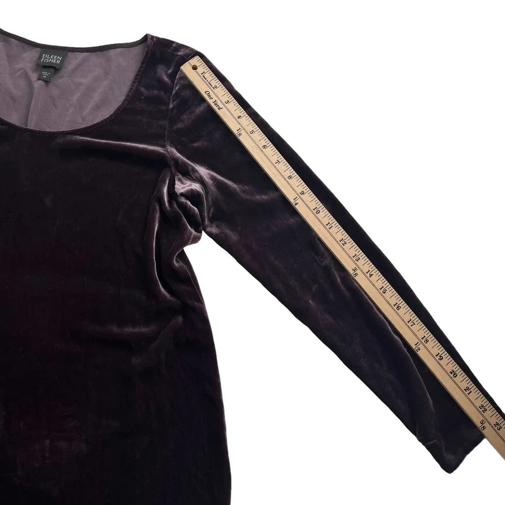 Eileen Fisher Scoop Neck Velvet Long Sleeve Tunic Top Women Size S-XS - Picture 11 of 16